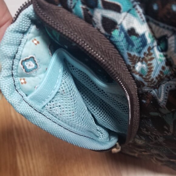 Vera Bradley 19-20" Java Blue Brown Carry-On Rolling Suitcase w/Tolietry Bag - Picture 3 of 12